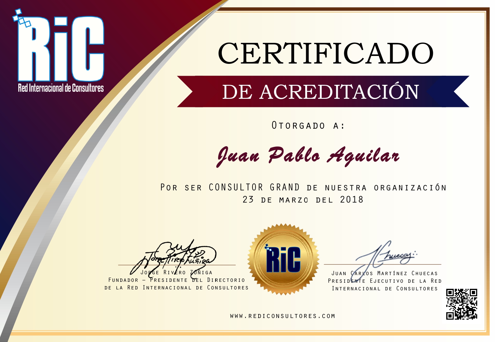 Certificado de Acreditación de Juan Pablo AGUILAR